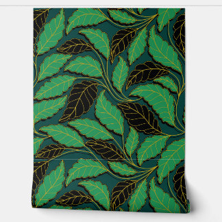 Curved lines Branches Leaves Black G622 Wallpaper