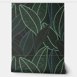 Curved lines Branches Leaves Black G625 Wallpaper