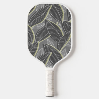 Curved lines Branches Leaves Grey G626 Pickleball Paddle