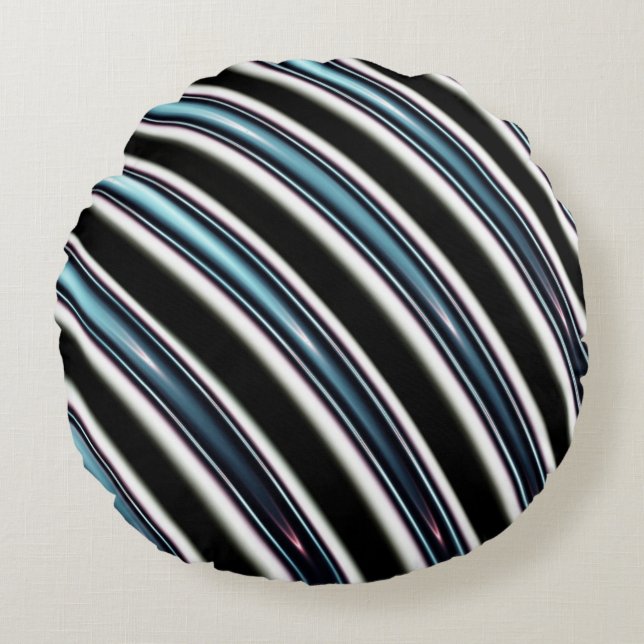 Curved Lines Close Up Of A Fractal Round Cushion (Front)