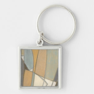 Curved Lines & Muted Earth Tones Key Ring