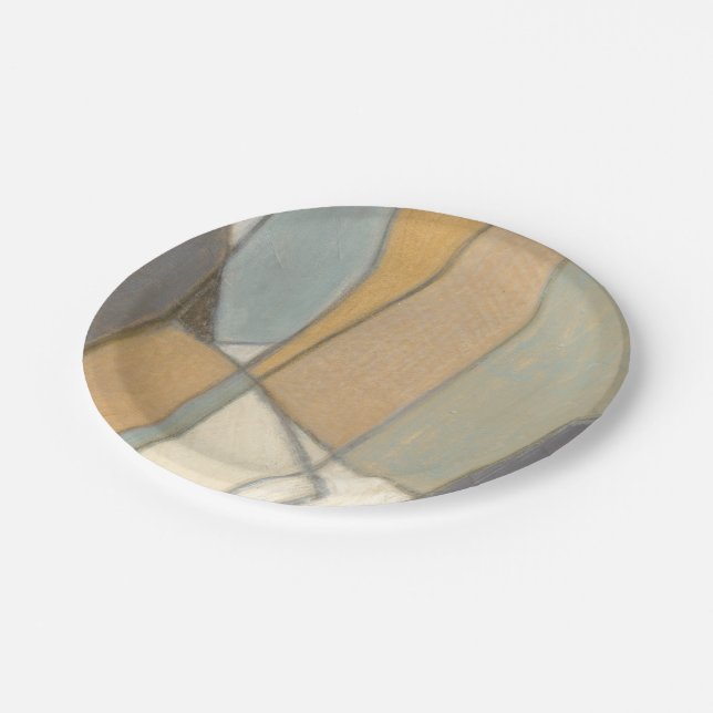 Curved Lines & Muted Earth Tones Paper Plate (Angled)