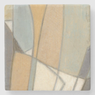 Curved Lines & Muted Earth Tones Stone Coaster