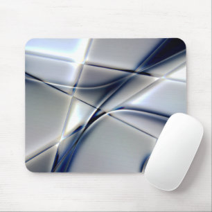 Curved lines with blue chrome tone over squares mouse pad
