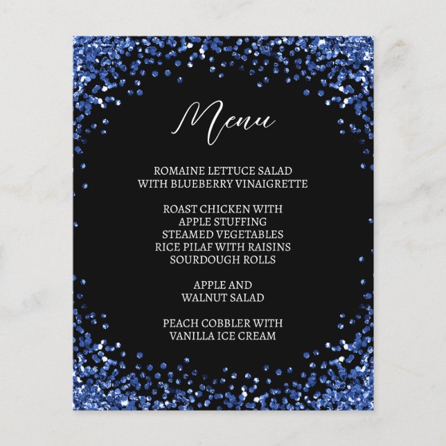 Curved Navy Blue Glitter Black Menu (Front)