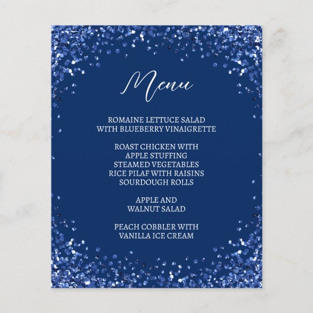 Curved Navy Blue Glitter Menu (Front)