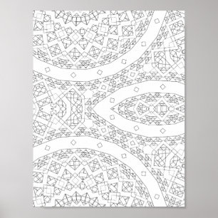 Curved Path Geometric Pattern Coloring Page Art Poster