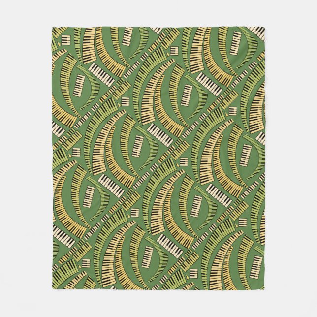 Curved Piano Keys Fleece Blanket (Front)