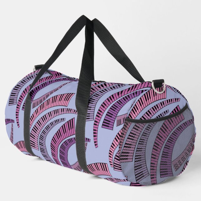 Curved Piano Keys Pattern Duffle Bag (Right Corner)