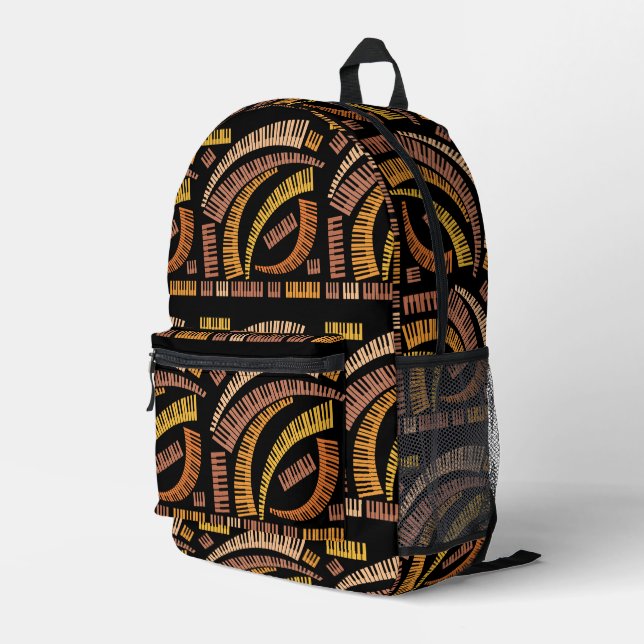 Curved Piano Keys Pattern Printed Backpack (Back Corner Right)