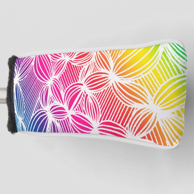 Curved rainbow lines golf head cover (Front)