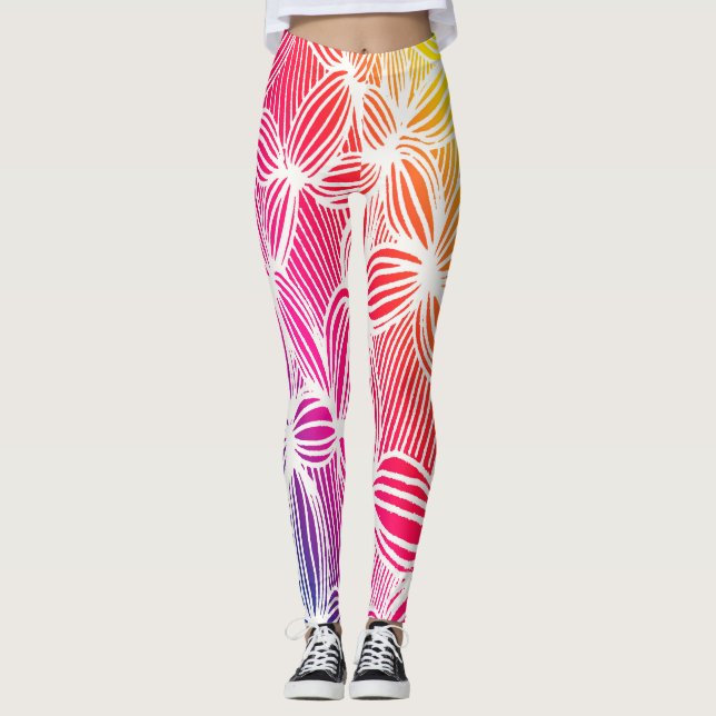 Curved rainbow lines leggings (Front)