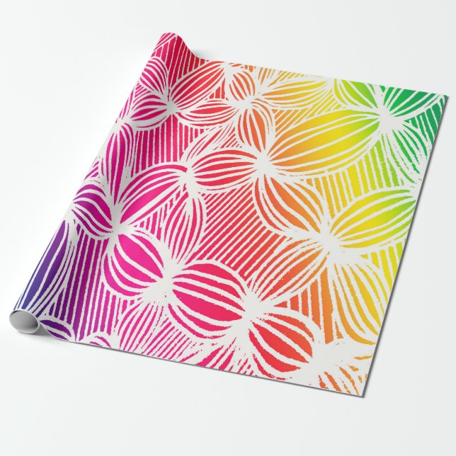 Curved rainbow lines wrapping paper (Unrolled)