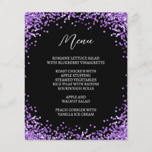 Curved Royal Purple Glitter Black Menu