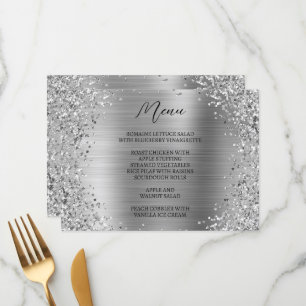 Curved Silver Glitter and Metallic Foil Menu