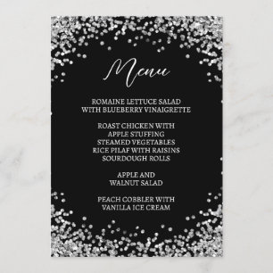 Curved Silver Glitter Black Menu