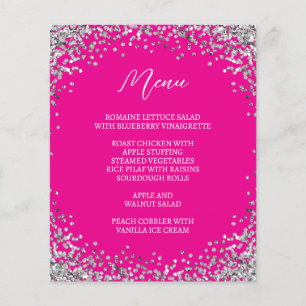 Curved Silver Glitter Hot Pink Menu