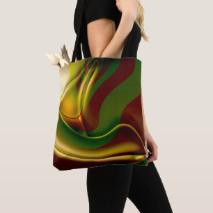 Curved spiral in polished and inflated sepia green tote bag