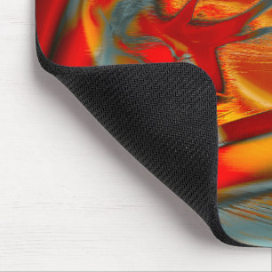 Curved staines in scratched orange to red on grey mouse pad