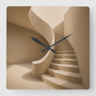 Curved Staircase Minimalist Beige Wall Clock