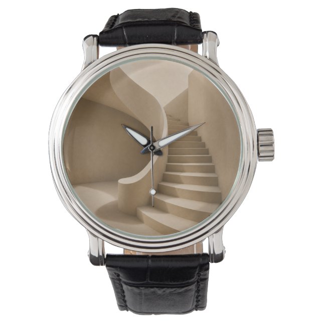 Curved Staircase Minimalist Beige Watch (Front)