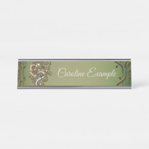 Curved steampunk piano keyboard.  desk name plate