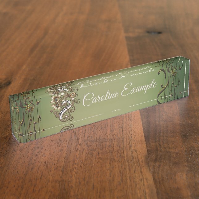 Curved steampunk piano keyboard.  nameplate (Side)