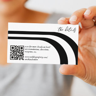 Curved Stripe Arch Black & White Wedding Detail Enclosure Card