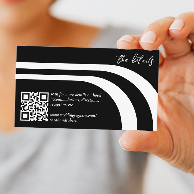 Curved Stripe Arch Black & White Wedding Detail Enclosure Card (Curved Stripe Arch Black & White Wedding Detail Enclosure Card)