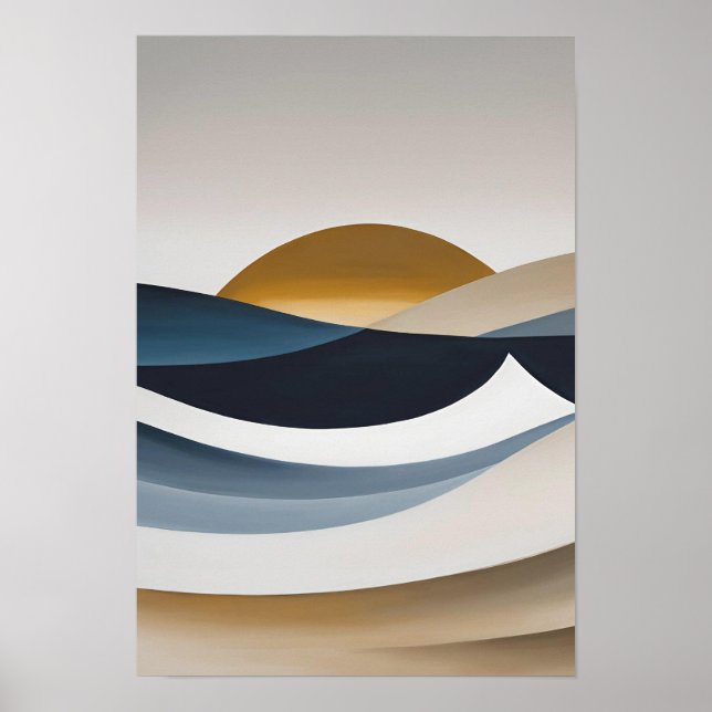 Curved Sweep - Sunset-Inspired Minimalist Wave Art Poster (Front)