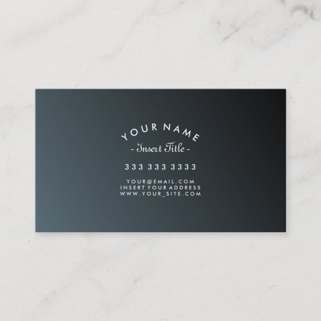 Curved Text Cadet Black Professional Business Card (Front)