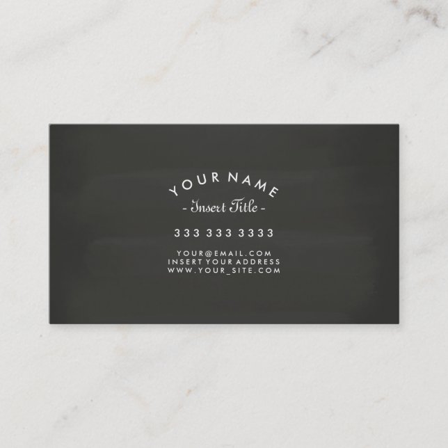 Curved Text Chalkboard Professional Business Card (Front)