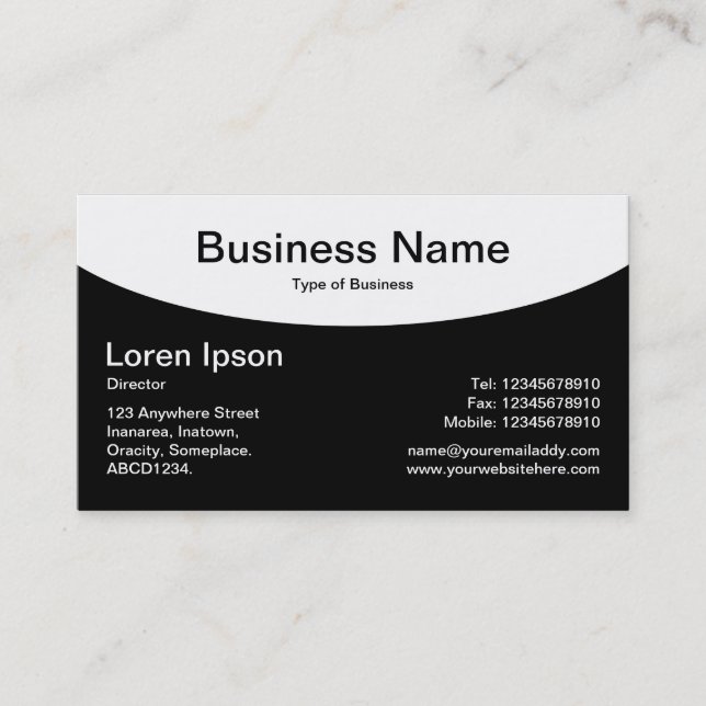 Curved Top - Black Business Card (Front)