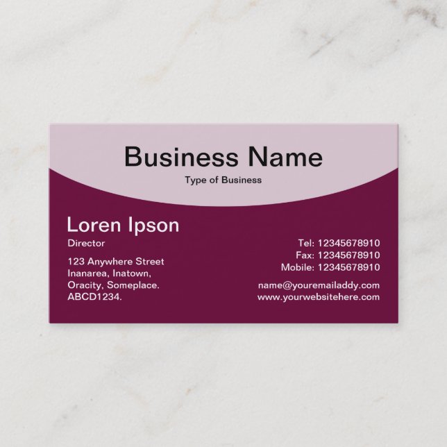 Curved Top v2 - Deep Crimson Business Card (Front)