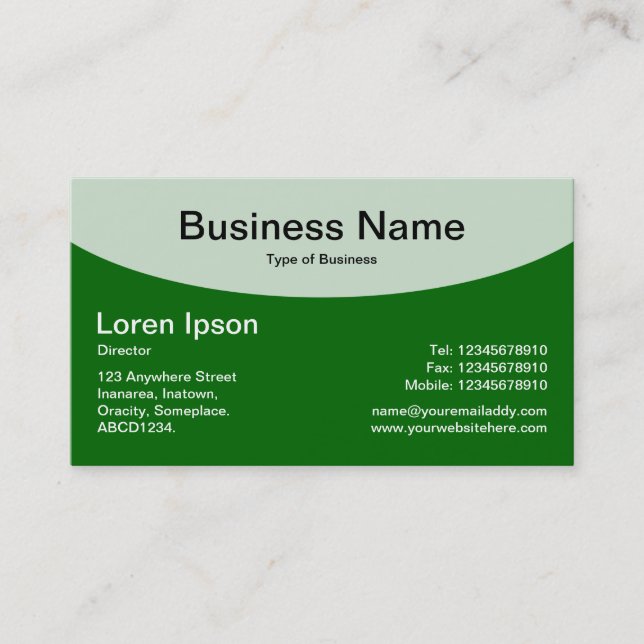 Curved Top v2 - Forest Green Business Card (Front)