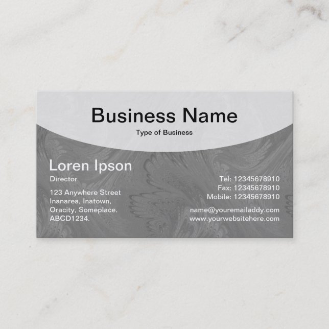 Curved Top v3c - Grey Business Card (Front)