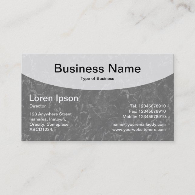 Curved Top v3d - Grey Business Card (Front)