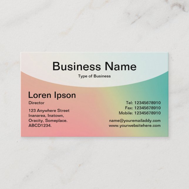 Curved Top v4d - Soft Gradients Business Card (Front)