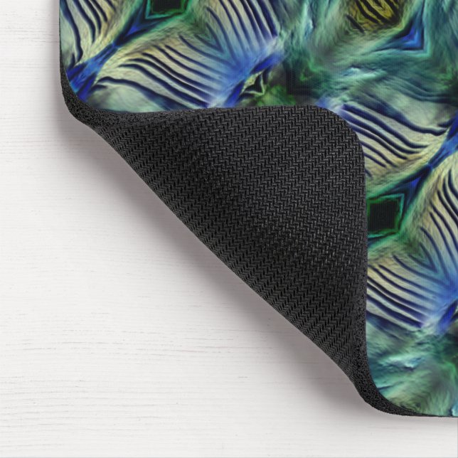 Curved transverse stripes in showy green and blue  mouse pad (Corner)