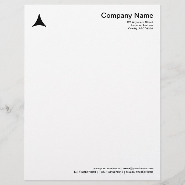 Curved Triangle - Black Personalized Letterhead (Front)