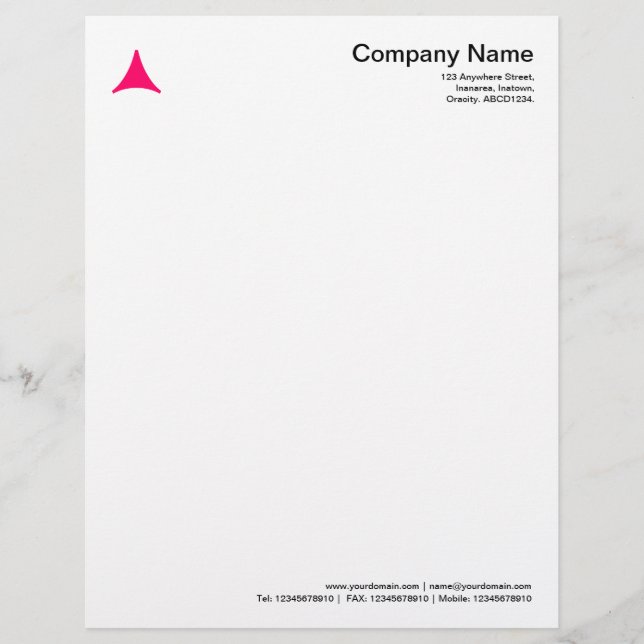 Curved Triangle - Neon Red Custom Letterhead (Front)