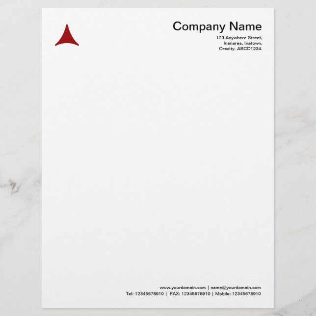 Curved Triangle - Ruby Red Personalised Letterhead (Front)