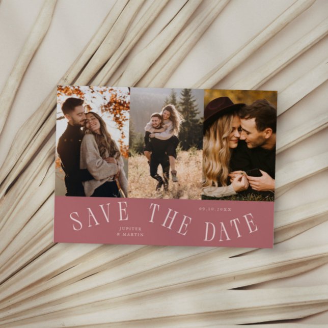 Curved Typography Multi Photo Pink Save The Date (Creator Uploaded)