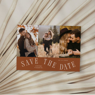 Curved Typography Multi Photo Terracotta Save The Date