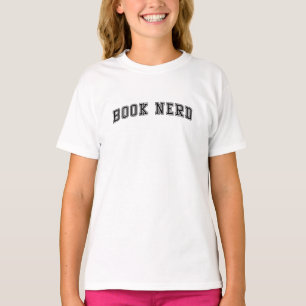Curved Varsity Style Book Nerd T-Shirt