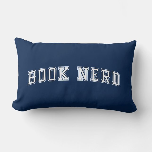 Curved Varsity Style Book Nerd with Editable Colou Lumbar Cushion (Front)