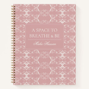 Curved Vector Dusty Rose Design Custom Name Notebook