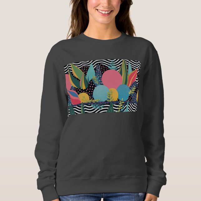 Curves and dots with leaves sweatshirt (Front)