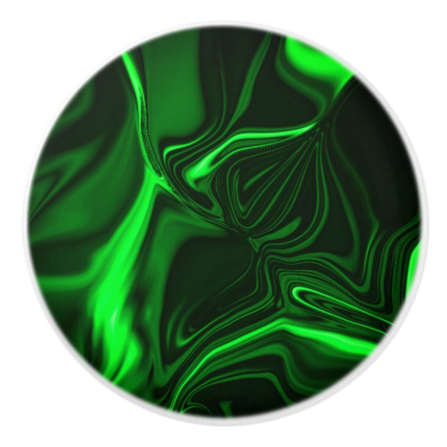 Curves and folds green nickel-plated in dark fund. ceramic knob (Front)