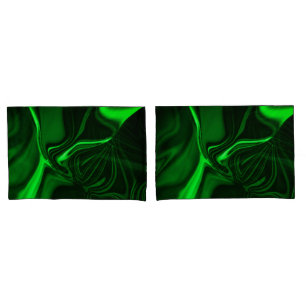 Curves and folds green nickeled on dark background pillowcase